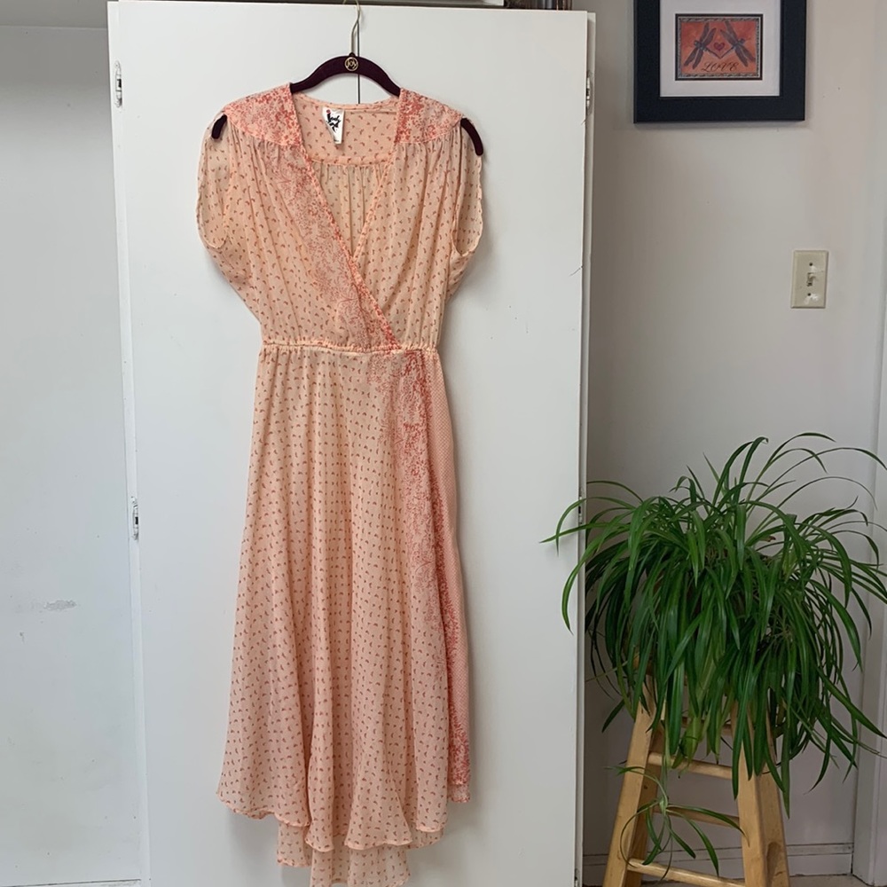 Jody T of Cali. Vintage Cross over high low dress